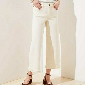 LOFT Double Fringe Wide Leg Crop Jeans